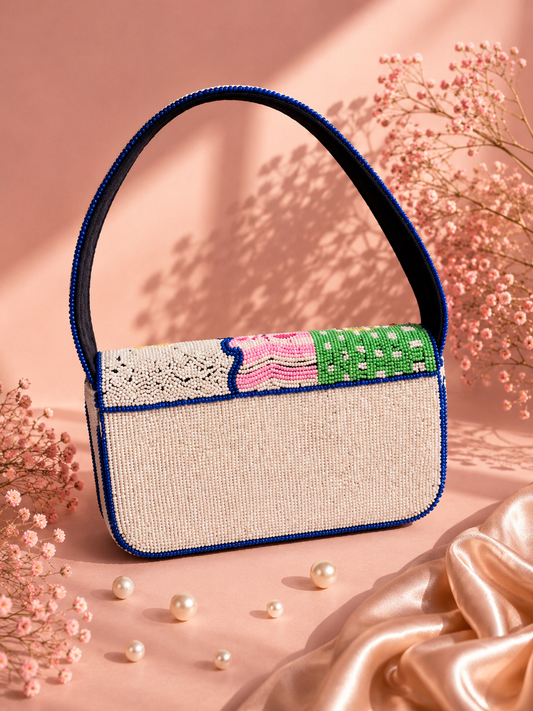Mediterranean Evil Eye Beaded Shoulder Bag | Handmade Luxury Statement Handbag — Zohricanada