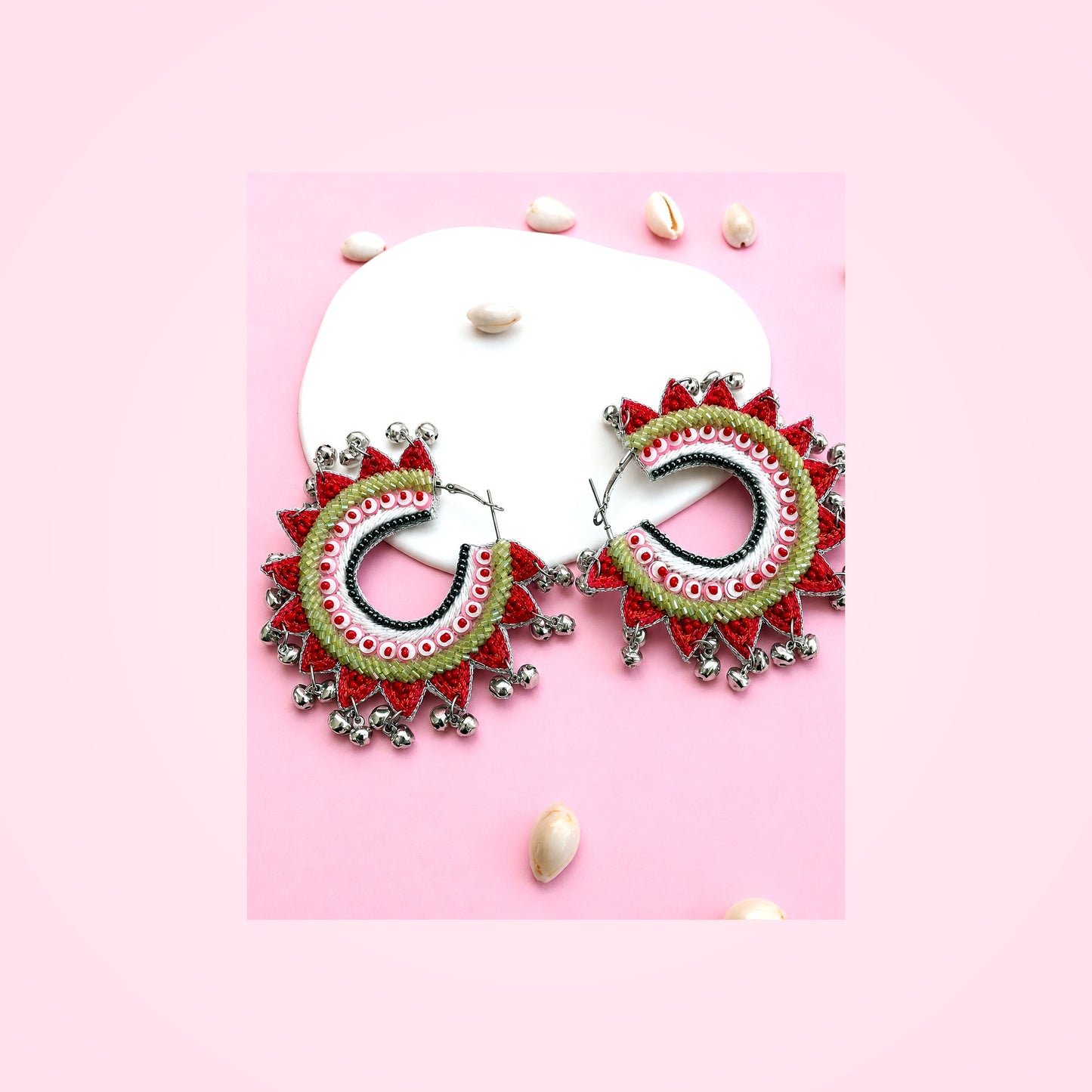 Red Green Beaded Earrings — Zohricanada