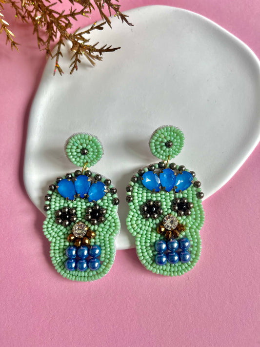 Green Skull Earrings