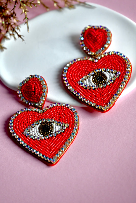 Red Adira Evil Eye Earrings