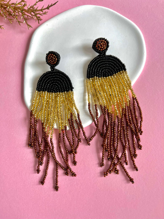 Black golden Tassel Earrings