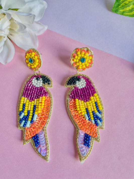 Tropical Sunset Macaw Earrings