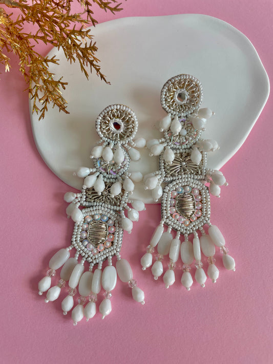 Luxe White Bridal Earrings