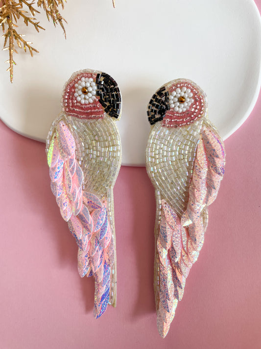 Pink Parrot Earrings