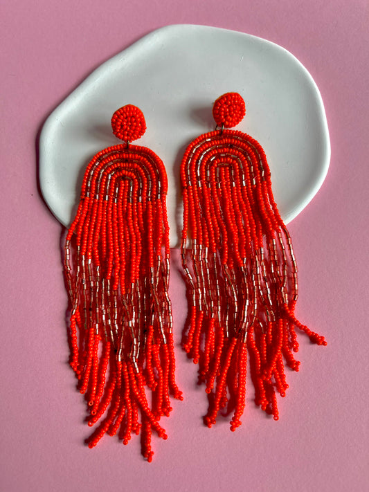 Orange Tassel Earrings