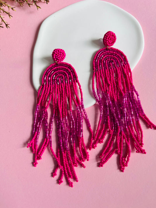 Pink Tassel Earrings