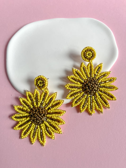 Gold Sunflower Earrings