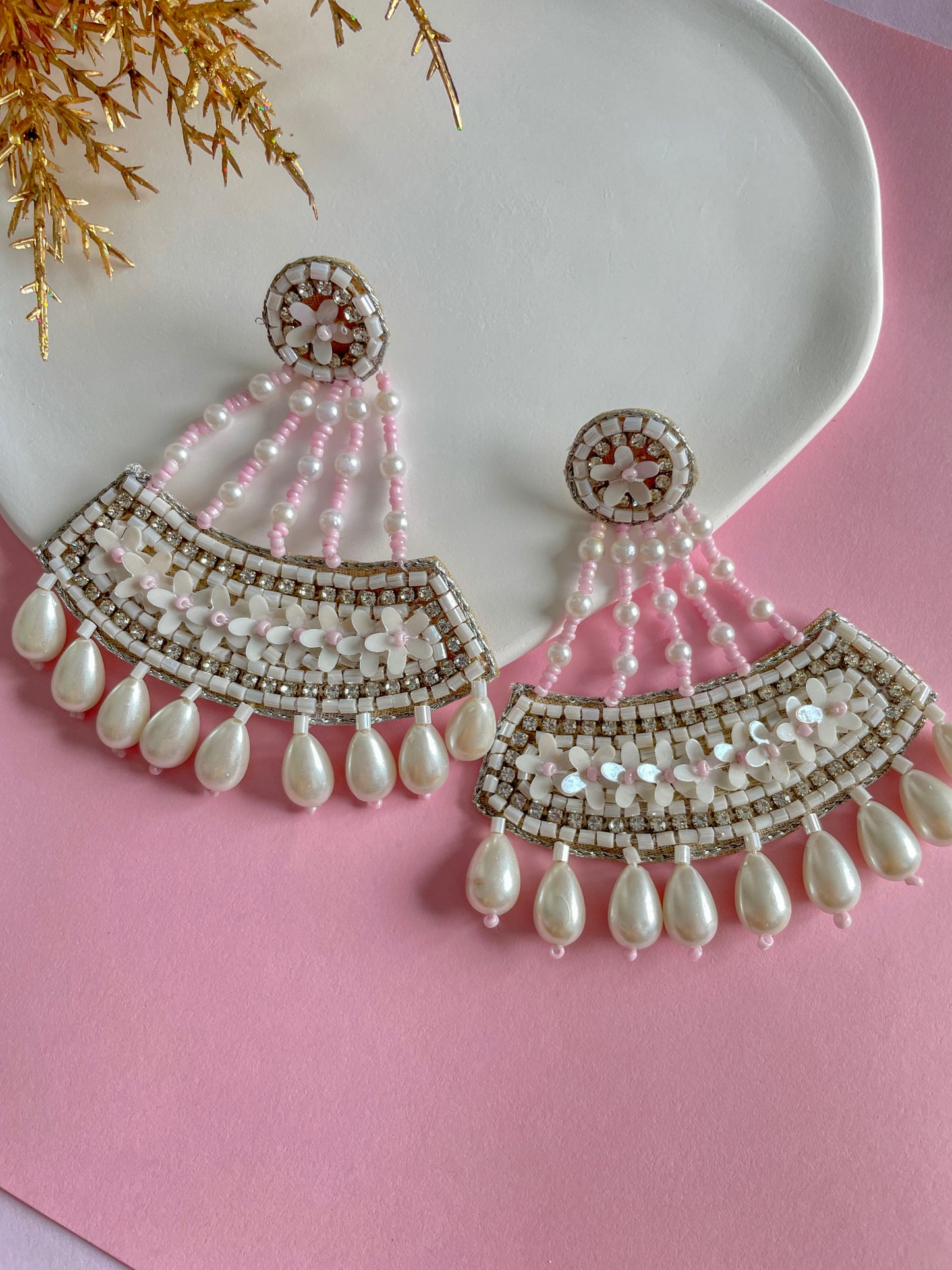 White Flower Earrings