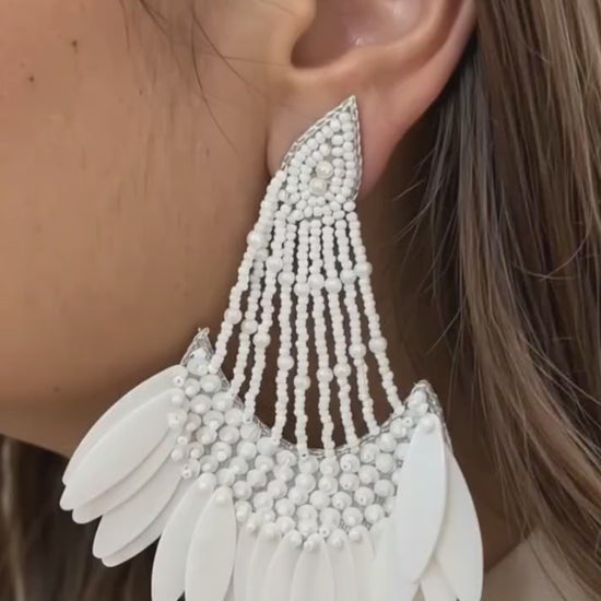 White Wings Pearl Bridal Earrings — Zohricanada
