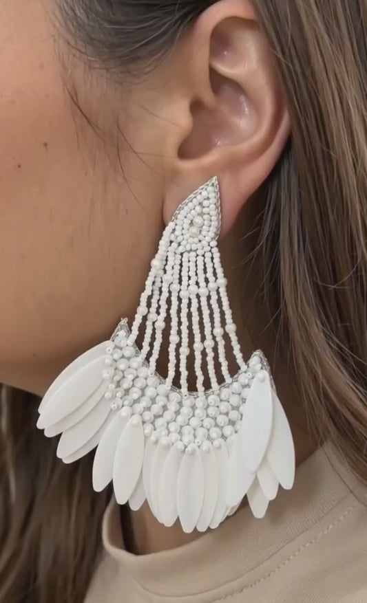 White Wings Pearl Bridal Earrings — Zohricanada