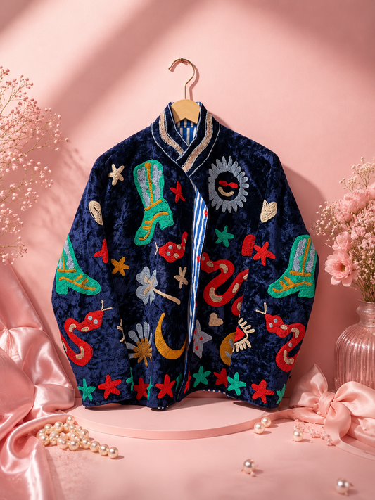 Midnight Suzani Velvet Reversible Jacket — Zohricanada