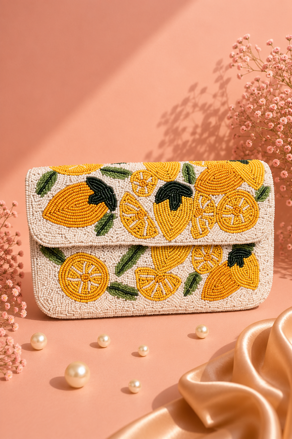 Handmade Lemon Beaded Shoulder Bag | Luxury Fruit Beaded Purse for Women — Zohricanada