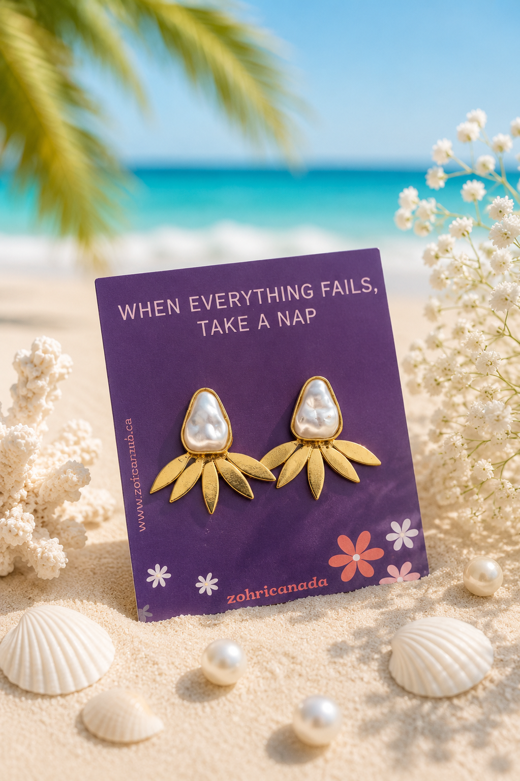 Golden Faux Pearl Earrings — Zohricanada