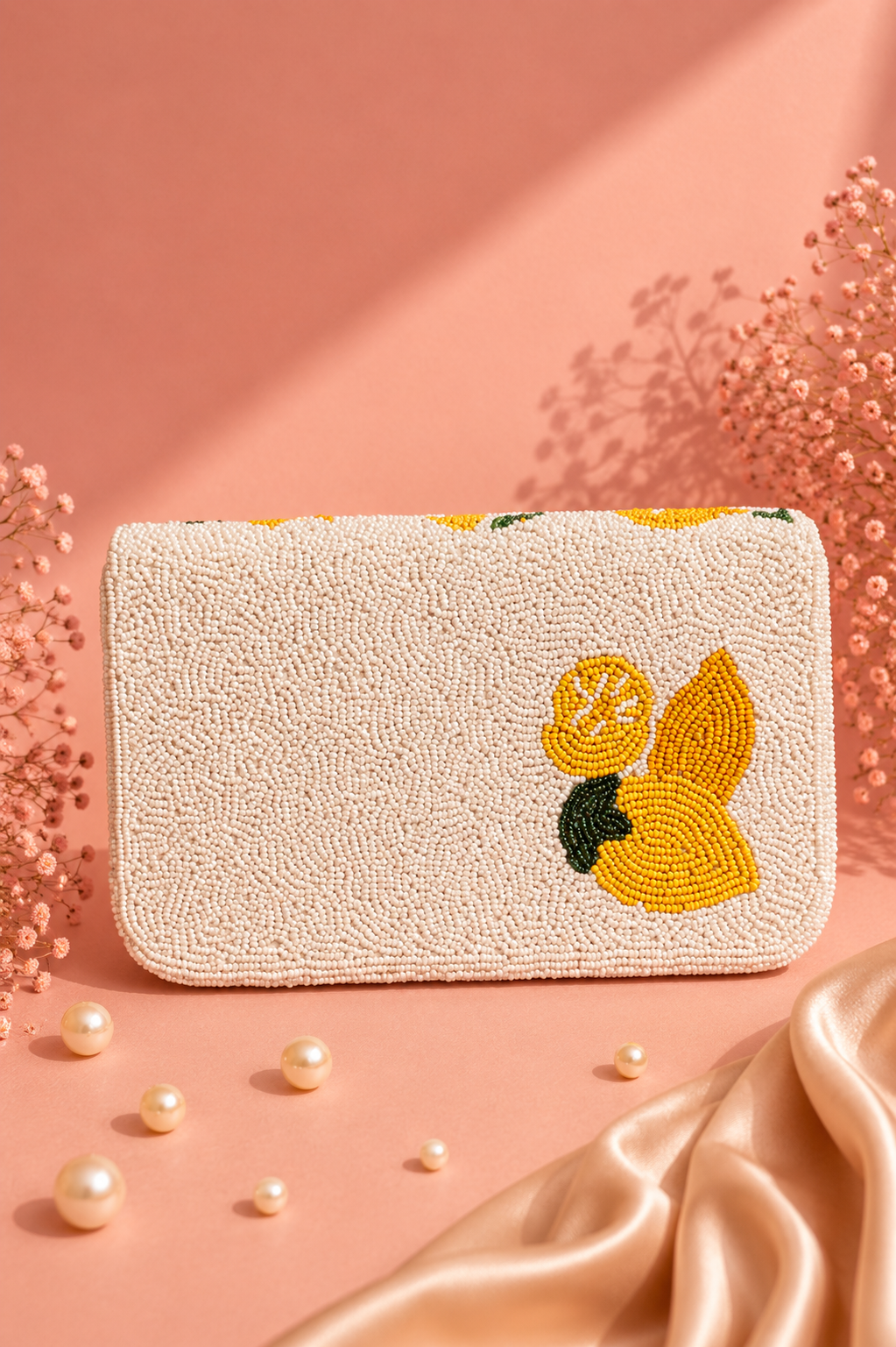 Handmade Lemon Beaded Shoulder Bag | Luxury Fruit Beaded Purse for Women — Zohricanada