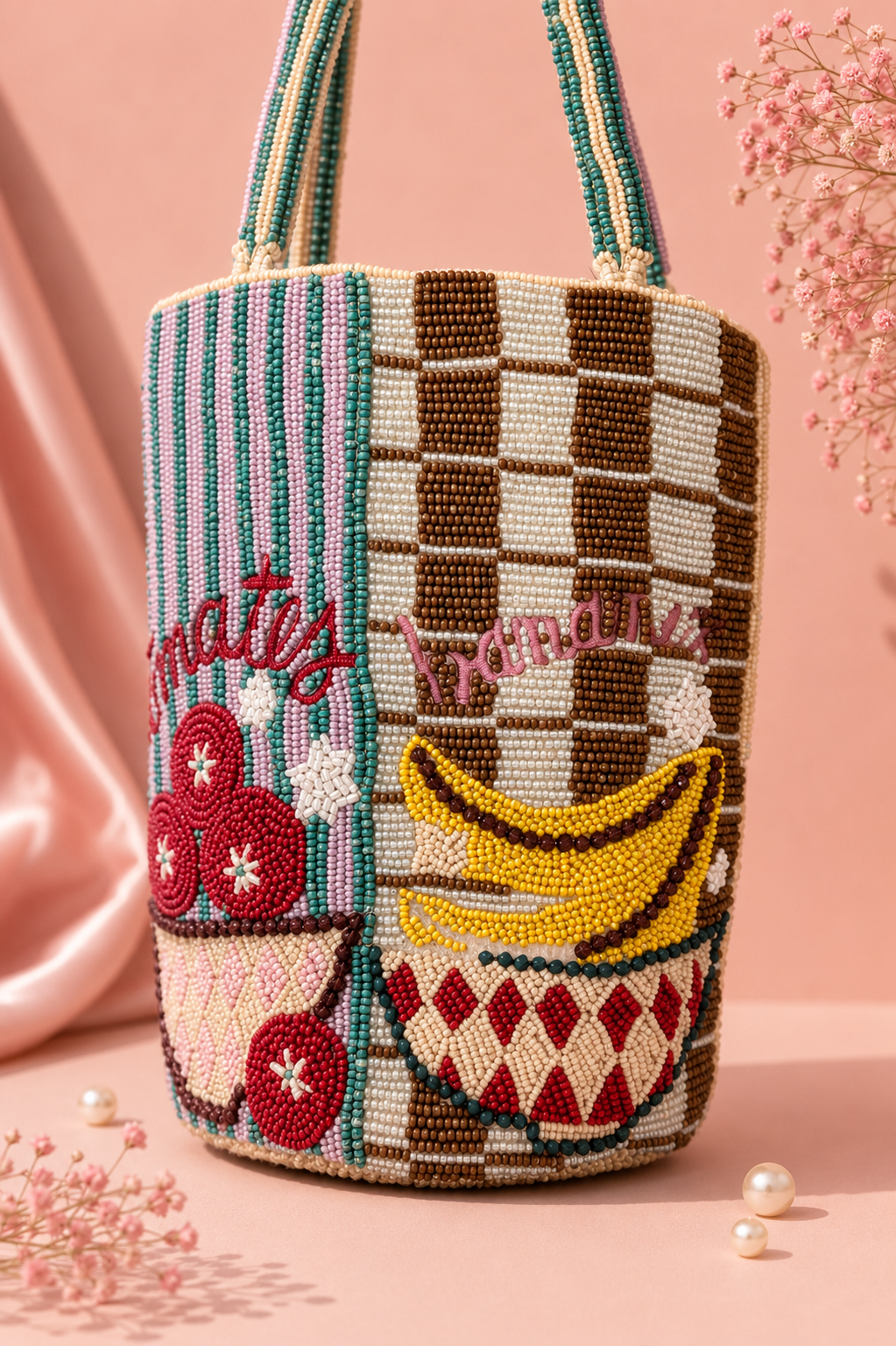 Fruit Market Beaded Tote Bag | Handmade Luxury Grocery-Inspired Shoulder Bag — Zohricanada