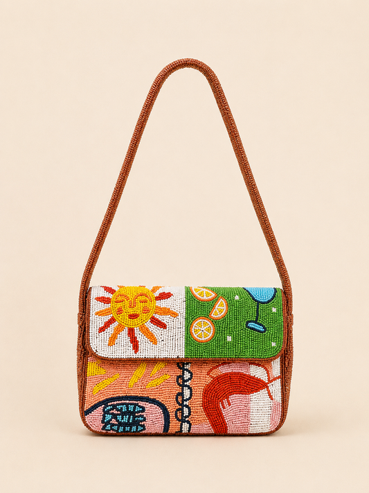 Solara Hand-Beaded Shoulder Bag | Colorful Statement Bag — Zohricanada