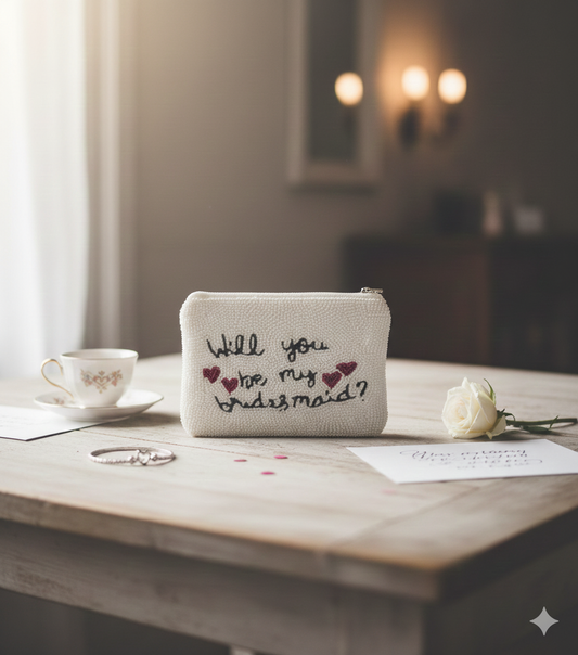 Will you be my bridesmaid beaded pouch bag — Zohricanada