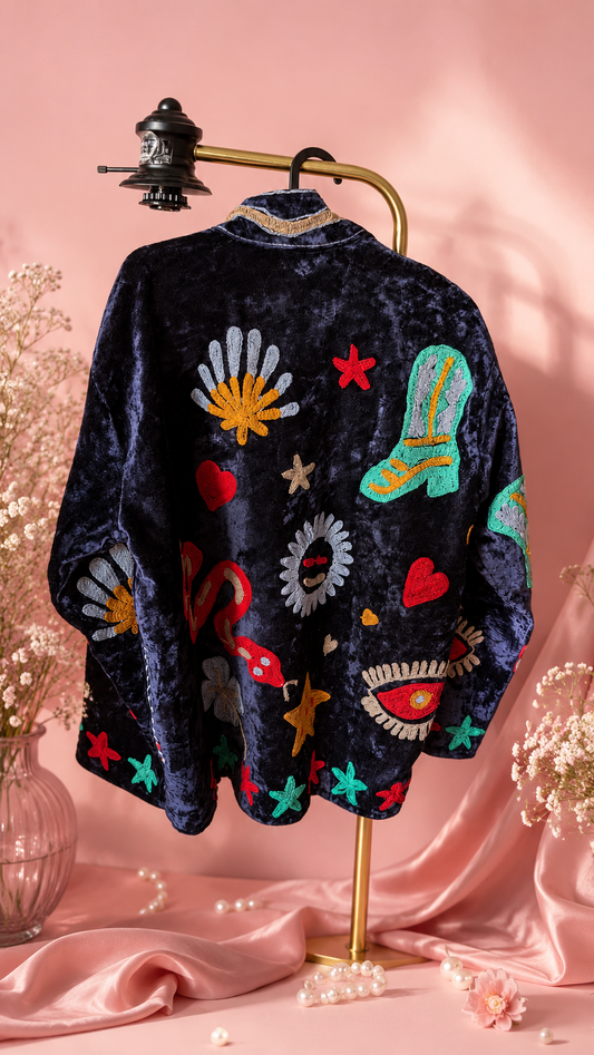Midnight Suzani Velvet Reversible Jacket — Zohricanada