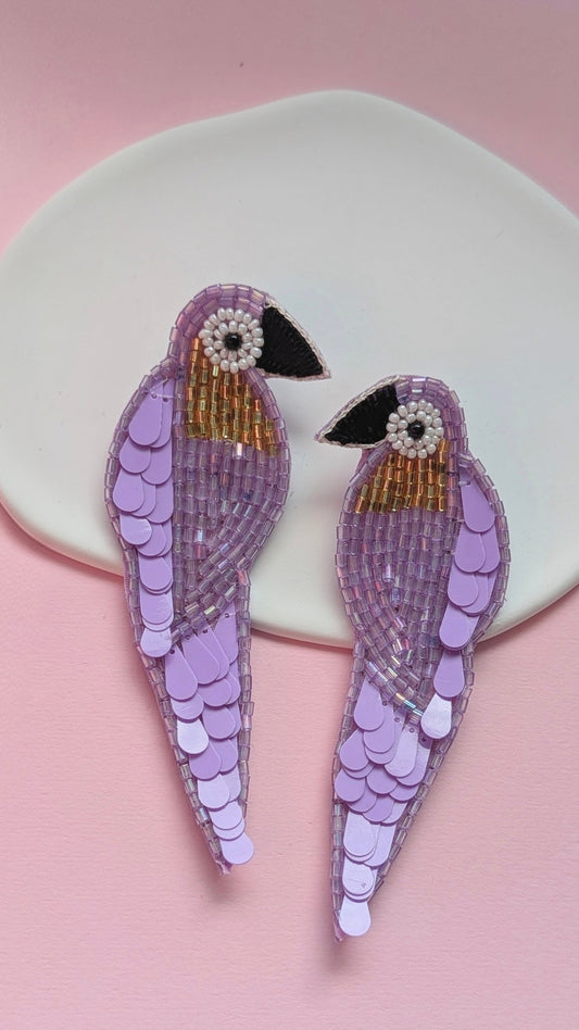Mia Parrot Beaded Earrings — Golden Mia Parrot Earrings — Zohricanada