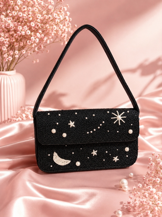 Midnight Celestial Handmade Beaded Shoulder Bag — Zohricanada